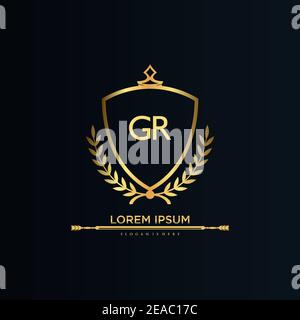 Letter Initial with Royal Template.elegant with crown logo vector, Creative Lettering Logo Vector Illustration Stock Vector