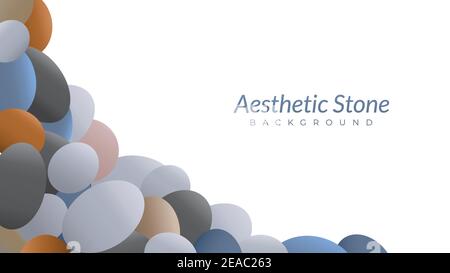 pile of marble stones vector illustration. aesthetic background design template with blank space. oval shape like an egg. white, gray, beige, brown or Stock Vector