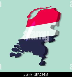 netherlands map with netherlands national flag inside vector illustration Stock Vector