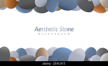 pile marble of stones vector illustration. aesthetic frame with blank space. background design template. oval shape like an egg. white, black, gray, b Stock Vector