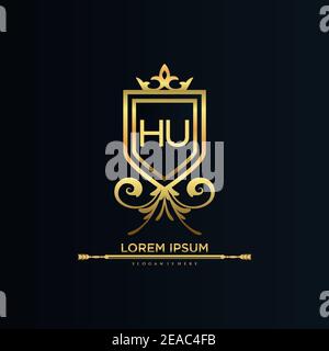 Letter Initial with Royal Template.elegant with crown logo vector, Creative Lettering Logo Vector Illustration Stock Vector