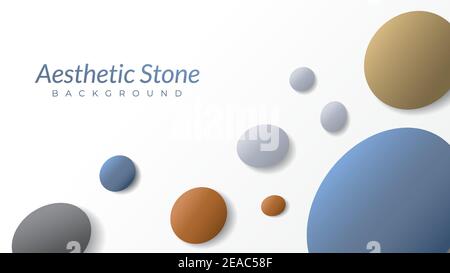 aesthetic stones background design template with blank space. oval shape like an egg. vector illustration. white, black, blue gray, beige, brown orang Stock Vector