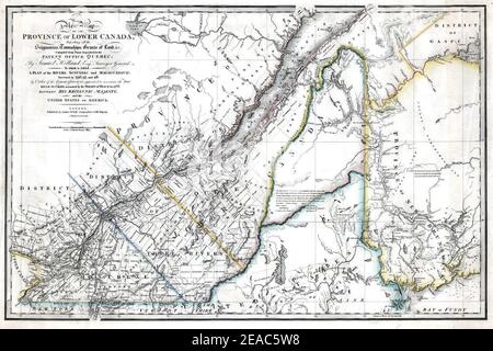 New Map of the Province of Lower Canada. Stock Photo