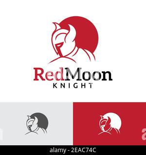 Red Moon Knight Horned Sparta Soldier Game Sport Logo Stock Vector