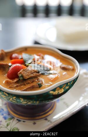 Roasted Duck in Red Curry with rice , Traditional Thai food Stock Photo