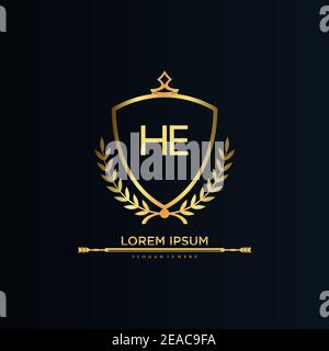Letter Initial with Royal Template.elegant with crown logo vector, Creative Lettering Logo Vector Illustration Stock Vector
