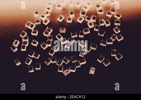 abstract plastic parallelepipedic shapes on a dark background Stock Photo