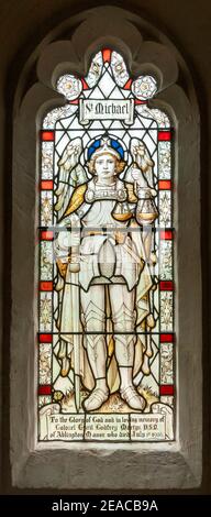 Great Britain, Gloucestershire, Winson near Cirencester, Church of St. Michael and all Angels, church, Norman and Gothic. Window in the choir. Stock Photo