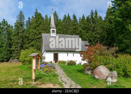 Germany, Baden-Wuerttemberg, Furtwangen, Martinskapelle at the Höhengasthaus Kolmenhof in the Katzensteiger Valley in the Southern Black Forest Nature Park. Stock Photo