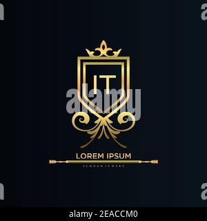 Letter Initial with Royal Template.elegant with crown logo vector, Creative Lettering Logo Vector Illustration Stock Vector