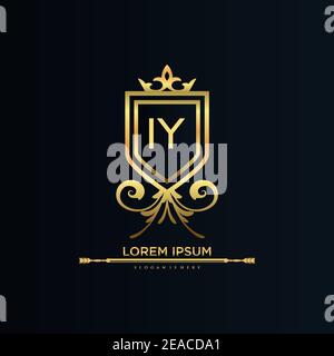 Letter Initial with Royal Template.elegant with crown logo vector, Creative Lettering Logo Vector Illustration Stock Vector