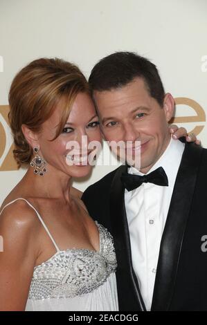 Jon Cryer and Lisa Joyner at 2011 Primetime Emmy Awards at the Nokia Theatre L.A. Live in downtown Los Angeles CA Stock Photo