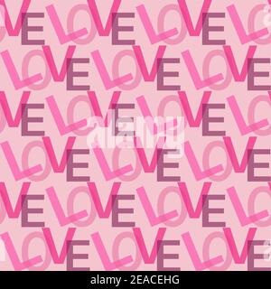 I Love You text radial vector pattern in shades of pink Stock Vector