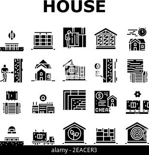 Timber Frame House Collection Icons Set Vector Stock Vector