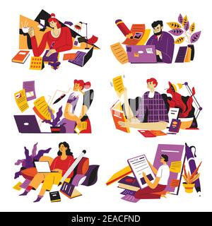 Freelancer working as copywriters from home vector Stock Vector