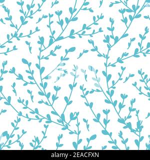 Blue floral branches with tender leaves vector Stock Vector