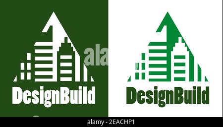 Home building logo and symbols. Eco Real estate vector logo. Vector Abstract icons green triangle. Stock Vector