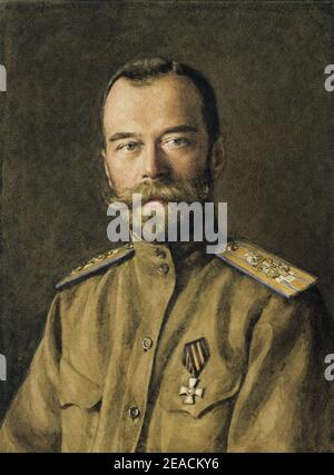 Nicholas II, att. Vsevolod Strekalovskiy (1910s, Stock Photo