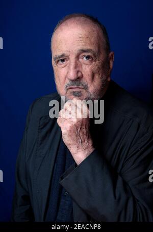 File photo - Jean-Claude Carriere posing during a photo session in Paris, France on August 2015. Jean-Claude Carrière, the prolific French screenwriter who collaborated with some of the greatest art house auteurs of his time, has died. He was 89. Carrière died Monday evening of natural causes at his home in Paris. Carrière won a competitive Oscar in 1963 for his work with countryman Pierre Étaix on a live-action short film, then received an honorary Academy Award at the Governors Awards in 2014. Photo by VIM/ABACAPRESS.COM Stock Photo