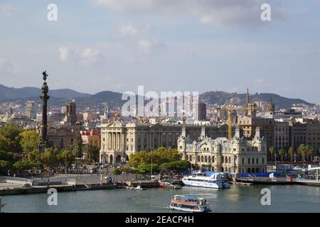 View of Barcelona from Port Vell Stock Photo