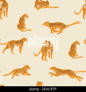 Leopard animal, cheetah still, in motion pattern Stock Vector