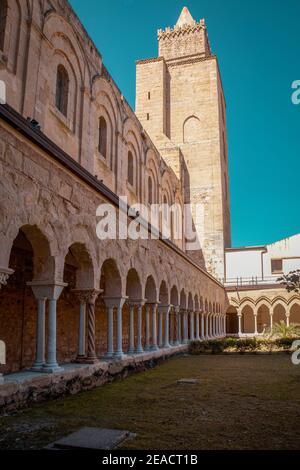 Cathedral of San Salvatore, tower, church, Cefalu, Sicily, Italy Stock Photo