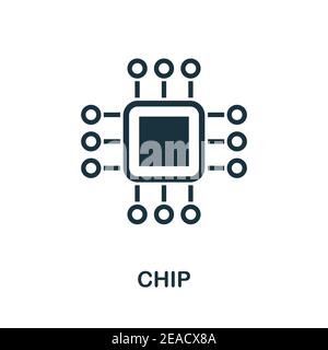 Chip icon. Simple element from technology collection. Filled monochrome Chip icon for templates, infographics and banners Stock Vector