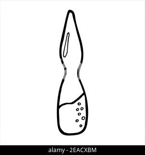 Vial, isolated simple hand drawn vector illustration in black and white Stock Vector