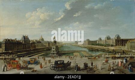 Nicolas-Jean-Baptiste Raguenet, A View of Paris from the Pont Neuf - Stock Photo