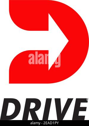 D letter initial logo design incorporated with arrow icon template Stock Vector