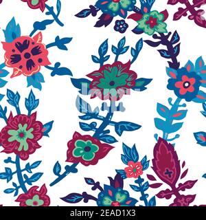 Blooming spring or summer flowers vivid pattern Stock Vector