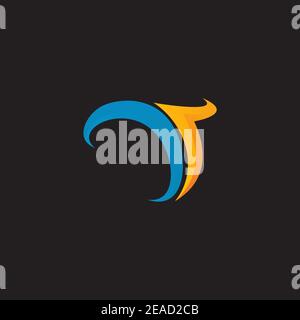 T letter initial logo design with gradient color vector illustration template Stock Vector