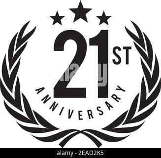 21st year anniversary logo design vector illustration template Stock Vector