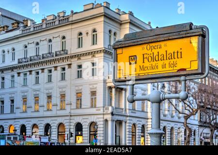 Foldalatti (metro) sign in Budapest, HDR Image Stock Photo