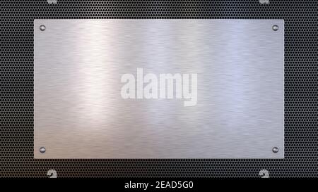 Brushed metal texture on a perforated black background Stock Photo - Alamy