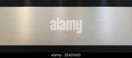 Brushed metal texture on a perforated black background Stock Photo - Alamy