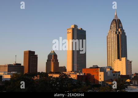 Sunsetting on downtown Mobile, Alabama Stock Photo