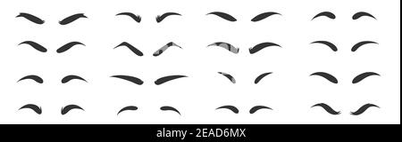 Eyebrows shapes Set. Eyebrow shapes. Various types of eyebrows. Eyebrow shaping for women. Stock Vector