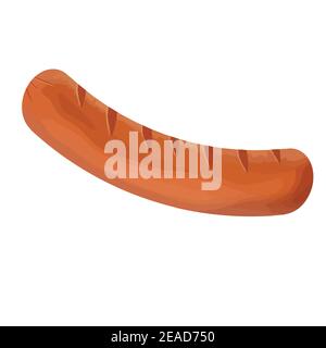 Grilled sausage on white background, vector illustration Stock Vector