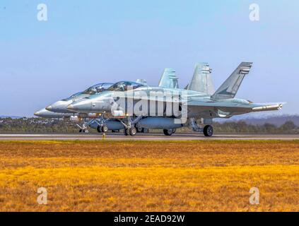 Royal Australian Air Force McDonnell Douglas F/A-18 Hornet twin-engine, carrier-capable, multirole fighter aircraft Stock Photo