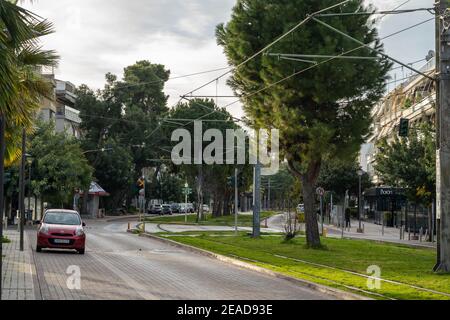 Empty streets ogf Glyfada during covid pandemic,Greece Stock Photo