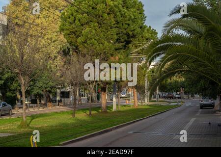 Empty streets ogf Glyfada during covid pandemic,Greece Stock Photo