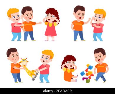 children hitting clipart