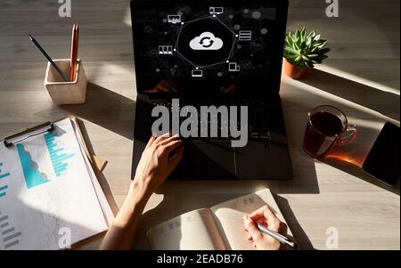 Cloud technology. Internet, computing and data storages concept Stock Photo