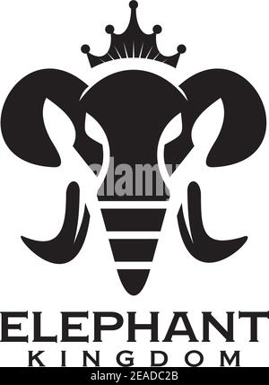 Elephant king mascot logo black and white version Stock Vector