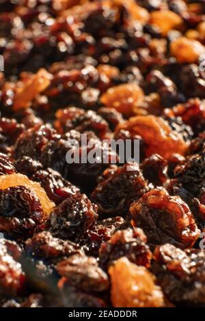 Variety of dried raisins superfood - macro shot selective focus Stock Photo