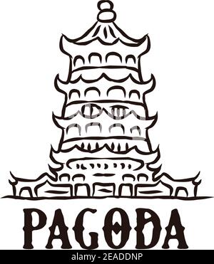 Pagoda building logo design vector template Stock Vector