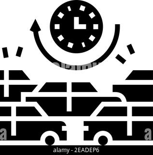 waiting time in traffic jam glyph icon vector illustration Stock Vector