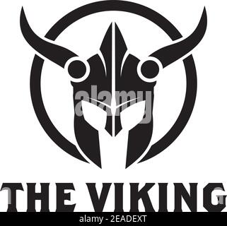 Black viking helmet logo design vector template Stock Vector