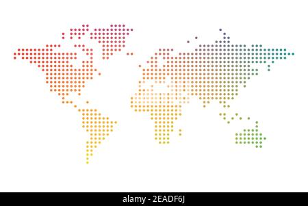 Colorful world map mosaic of small dots. Vector illustration. Stock Vector